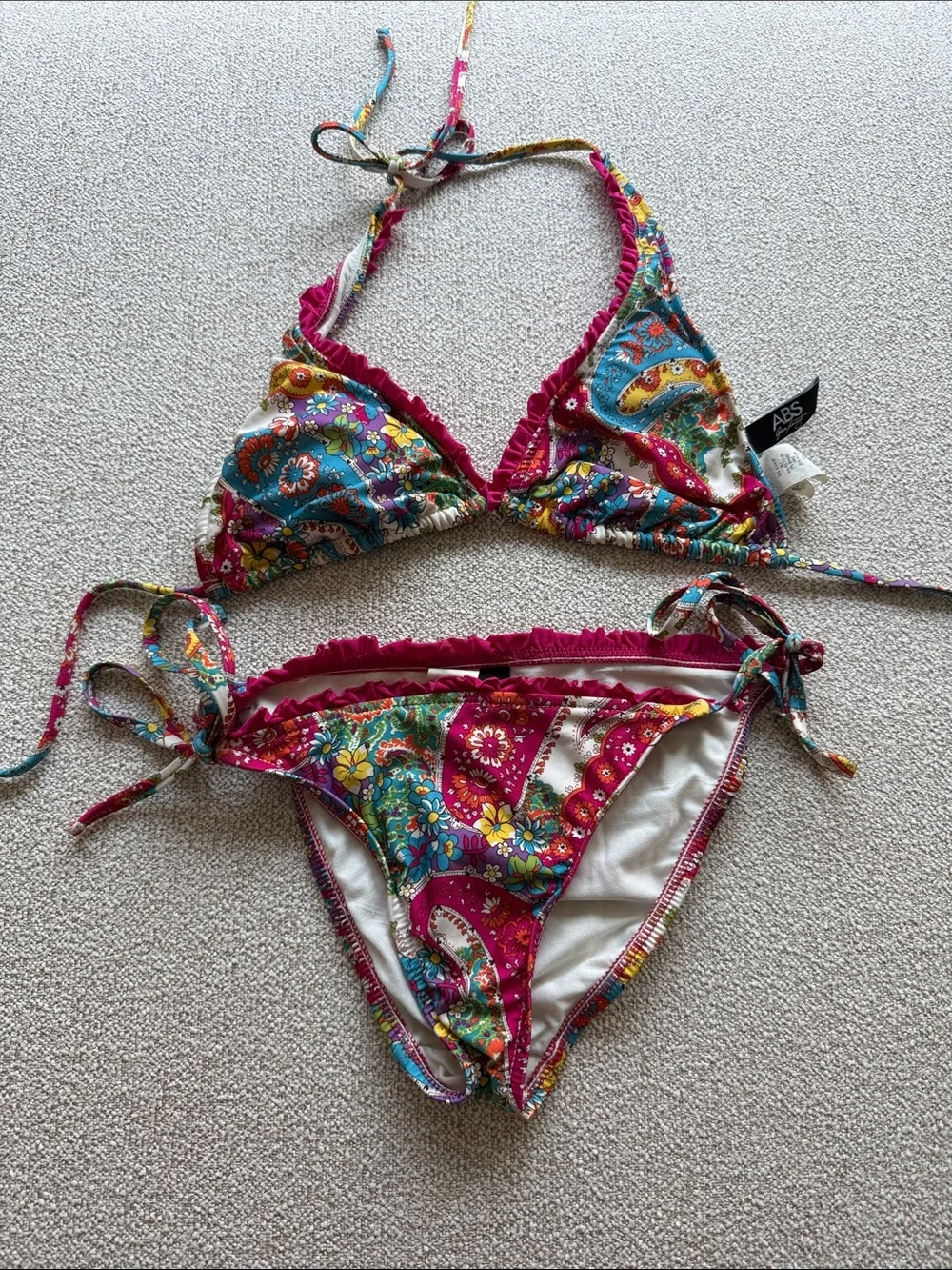 ABS Allen Schwartz Floral Paisley Bikini - Fuchsia & Turquoise